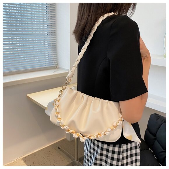 Y2K Statement Chain Ruched Shoulder Bag/Multiple colors available - Picture 13 of 16